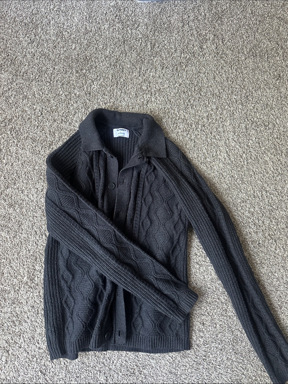 Old Navy Men’s Black Cable-Knit Polo Cardigan